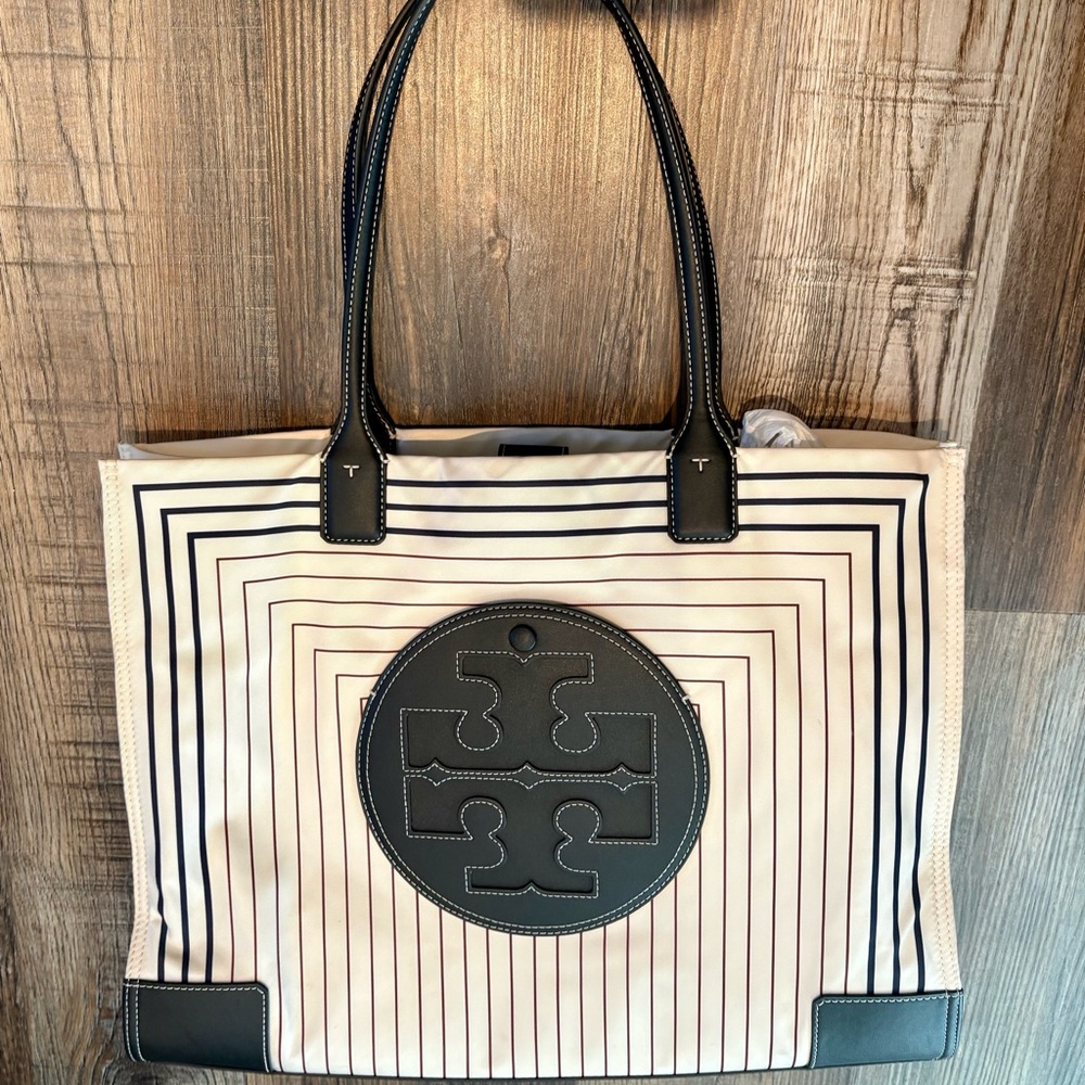 Tory Burch Black and White Geometric Tote